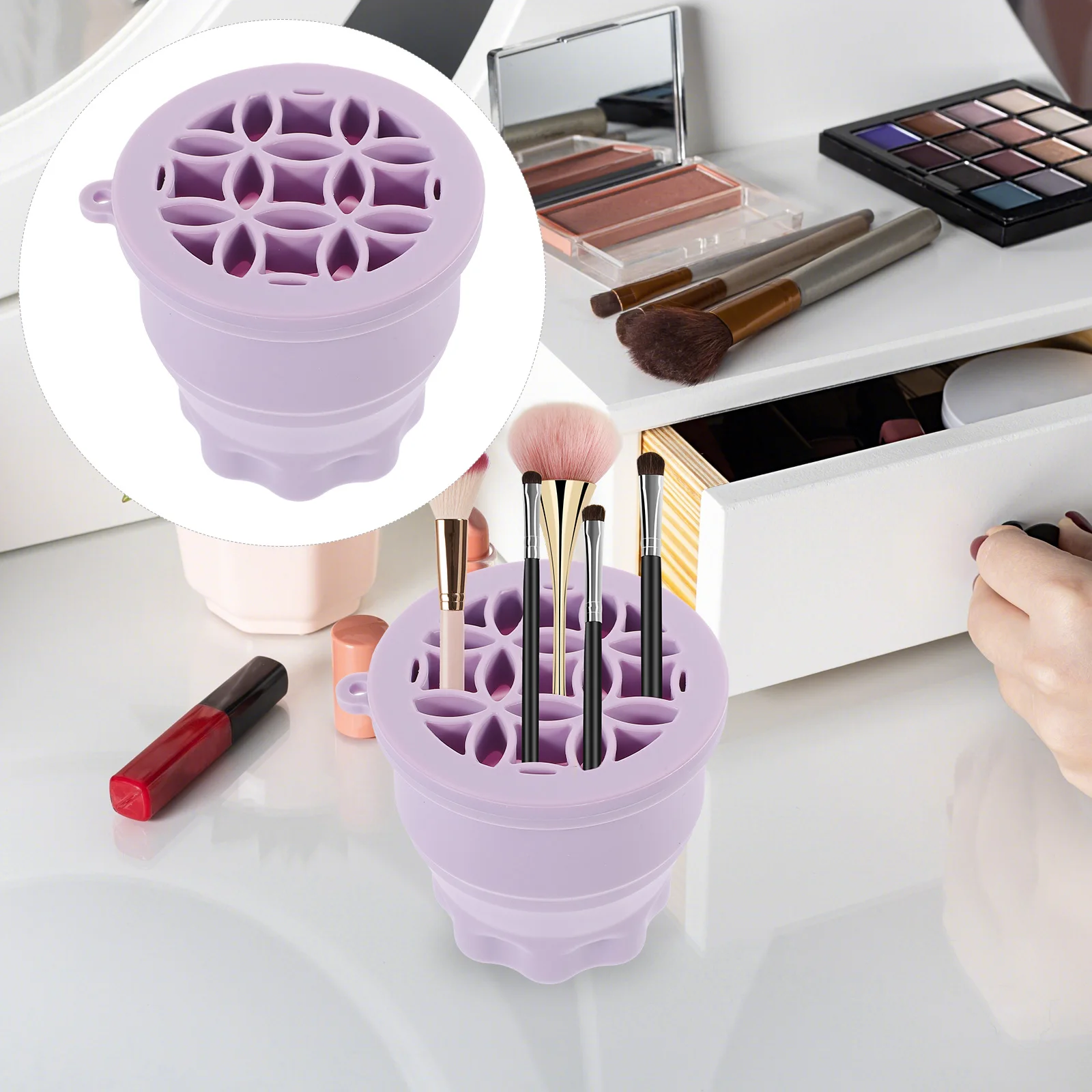 

Silicone Makeup Brush Cleaner Cup Foldable Compact Lightweight Washing Bowl Tool for Eyeshadow Brushes Creative Beauty