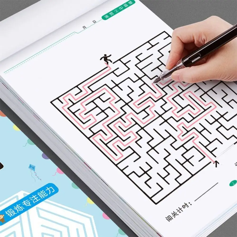 Multicolor Maze Training Book Paper Intelligence Development Puzzle Labyrinth Game Different Difficulty Levels
