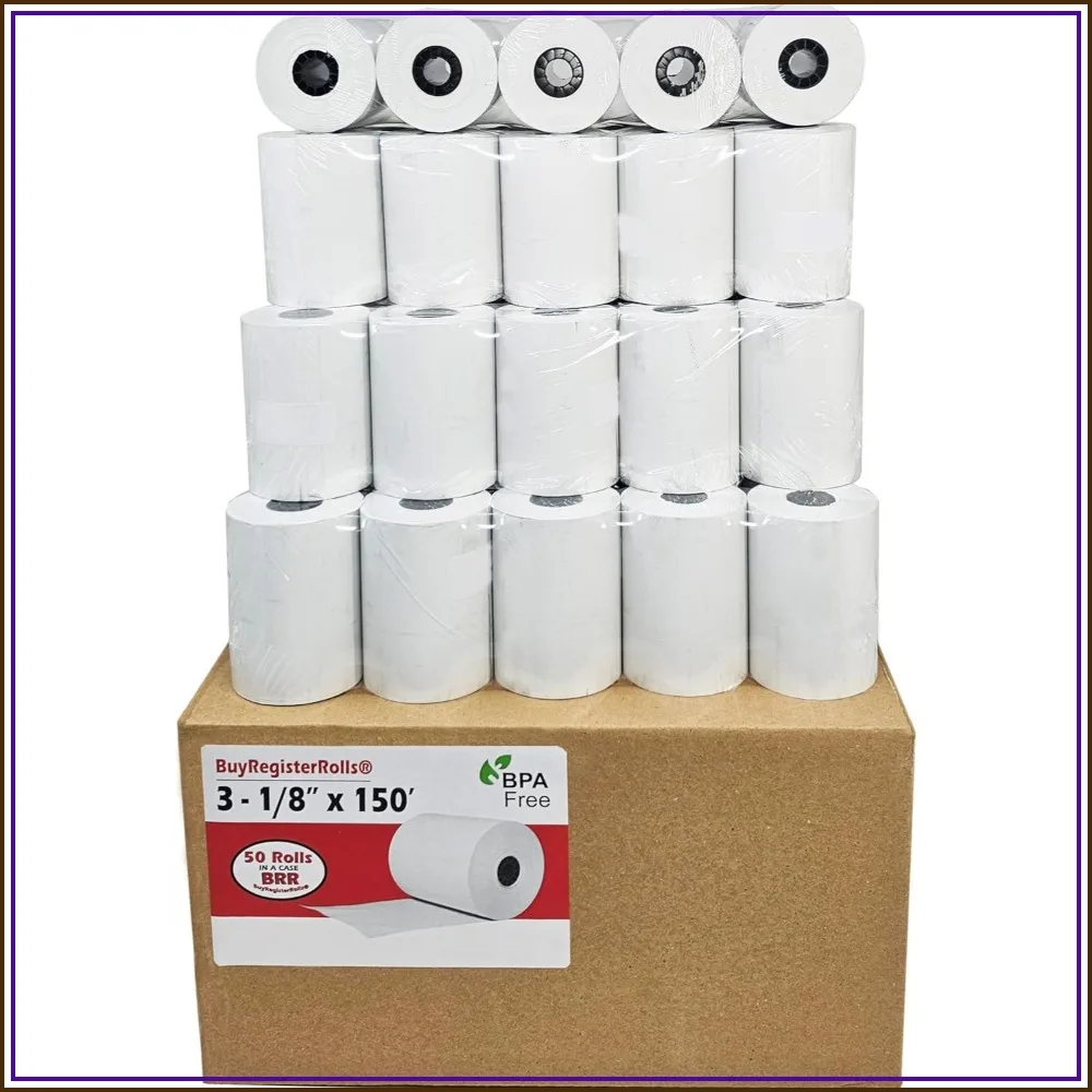 

50 Rolls 3 1/8 x 150 Thermal Paper Receipt Rolls for POS Printers 55 GSM