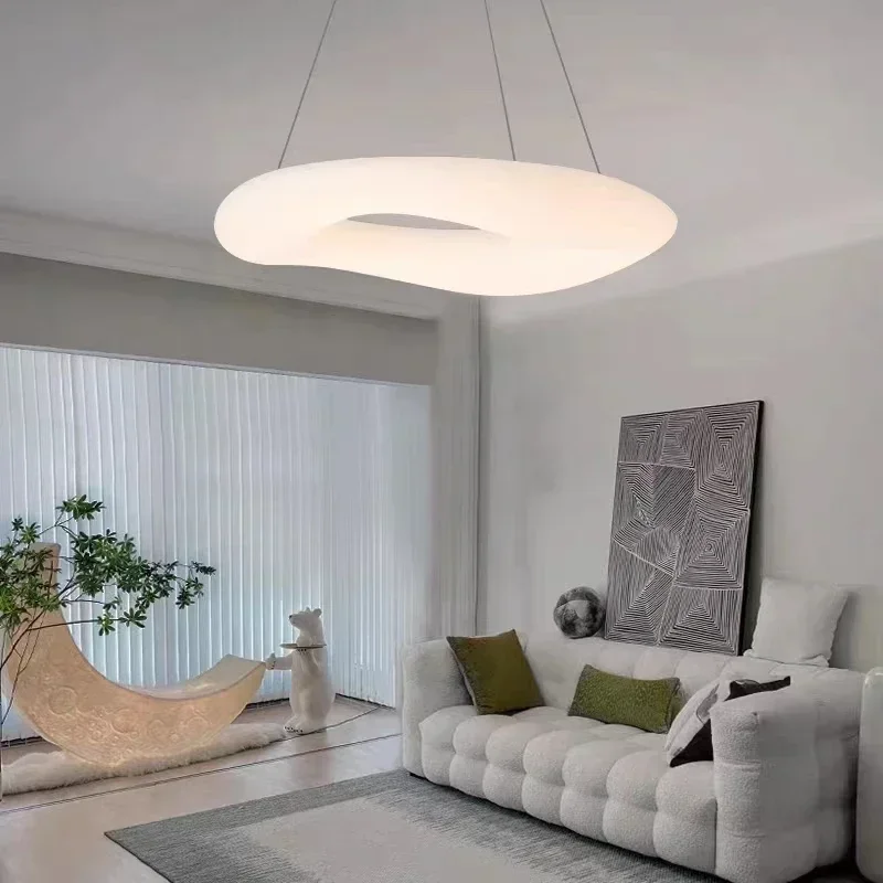 

Simple Acrylic Eye Protection Chandelier Nordic Creative Style Pendant Light Living Room Bedroom Ring Donut LED Ceiling Lamp