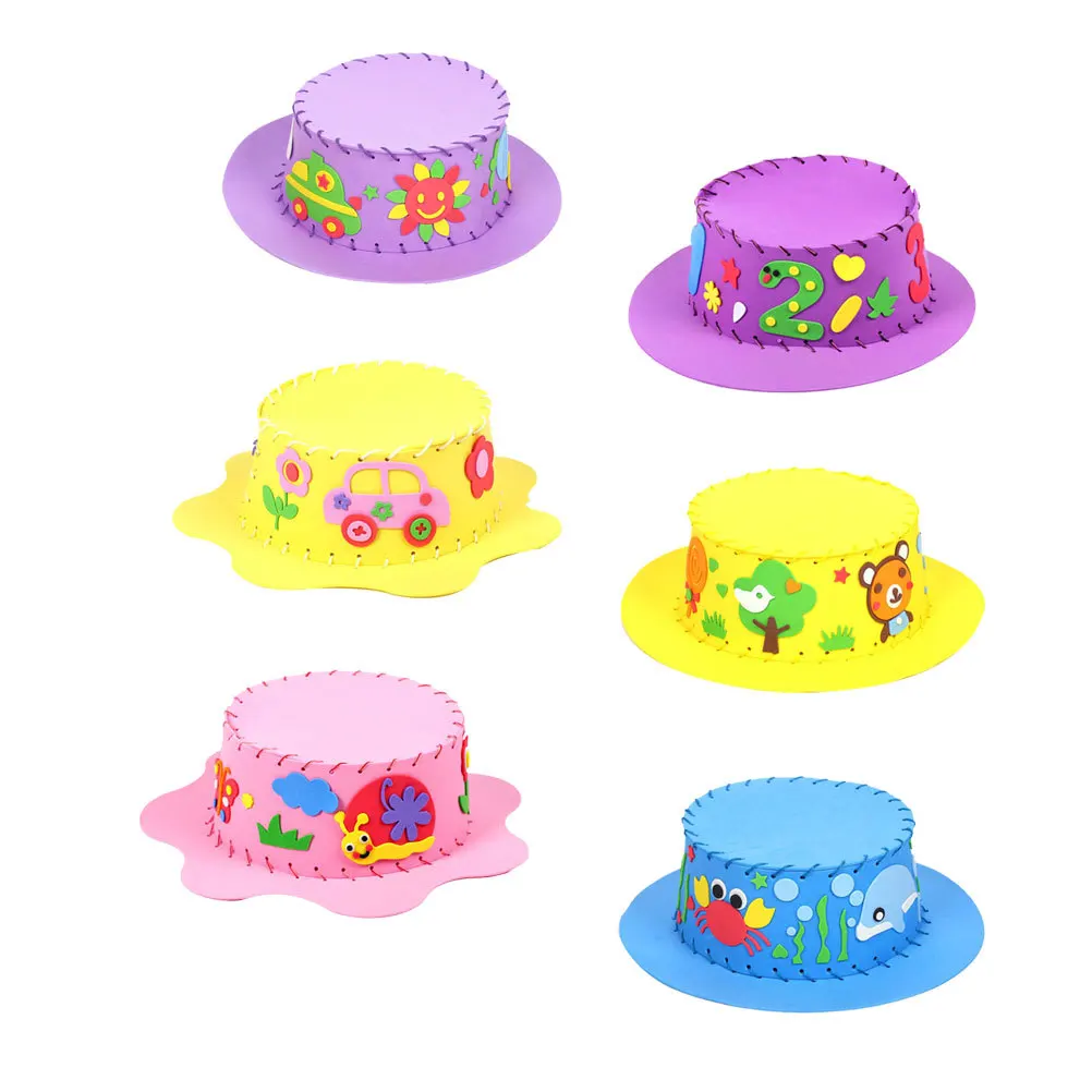 6 قطع من مجموعة أدوات قبعة الشمس الورقية المميزة التي يمكنك صنعها بنفسك قبعة الرجل المحترم للأطفال لوازم النشاط الفني التعليمي للفصل الدراسي والحضانة #3