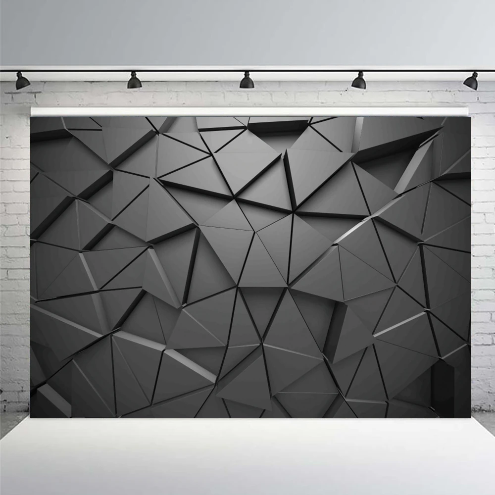 3D Brick Wall Cube Box Backdrop Unique Abstract Pattern Geometrical Room Decor Photobooth Photography Background Photo Studio