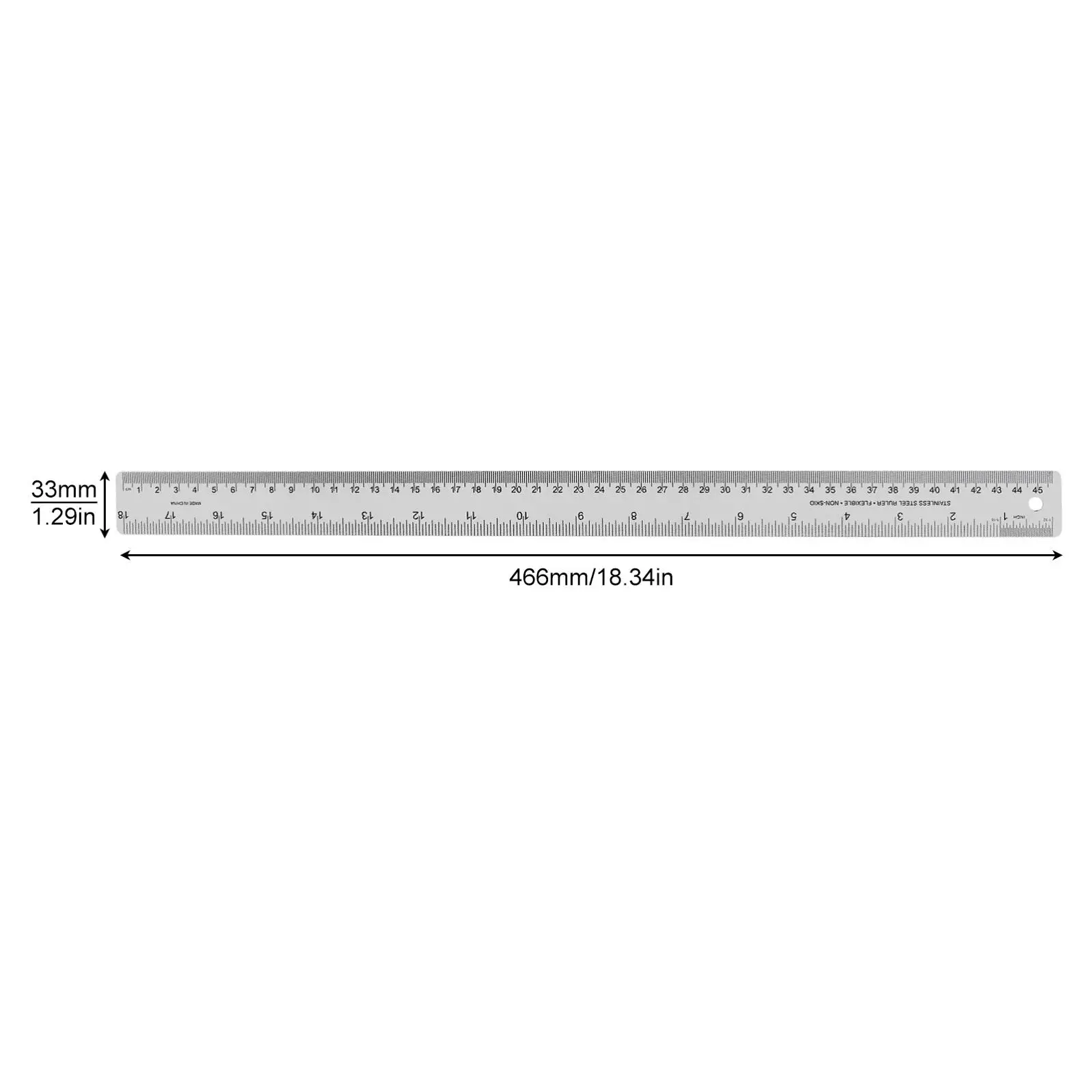 6/12/18 Inch Optional Stainless Steel Metal Ruler with Cork Backing, Inch and Centimeters Non-slip Rulers Measuring Tools