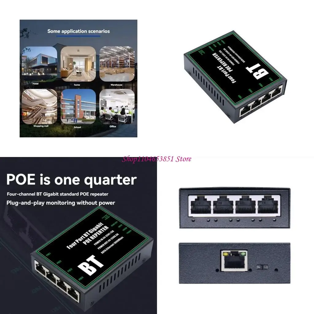 Industrial Power Over Ethernet Extension Splitter 90W Total Power For High Performances Cameras And Accessing 