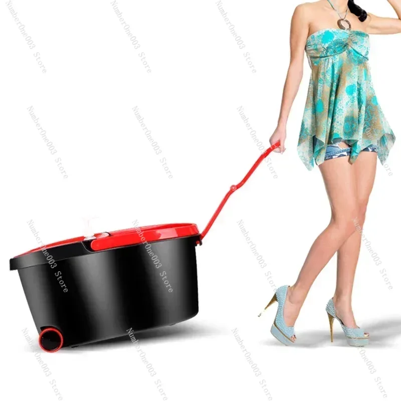 Household Rotary Mop Thickened Bucket Body Stainless Steel Basket with Roller Can Be Gragged