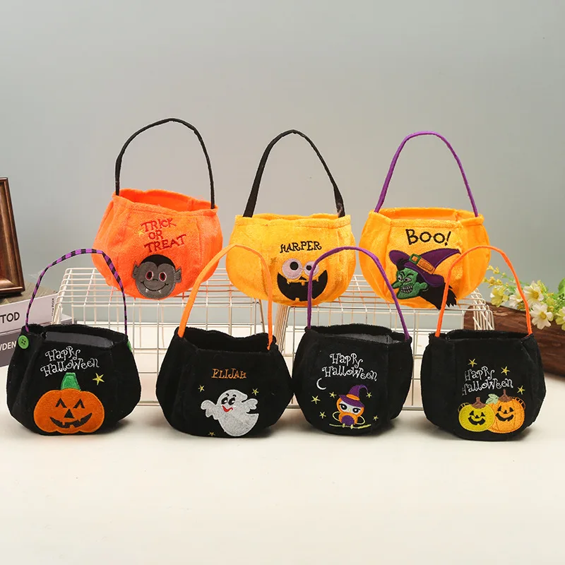 1Pcs Cartoon Halloween Gift Bags Vampire Ghost Pumpkin Witch Cotton Hand Bags for Happy Halloween Trick or Treat Party Supplies