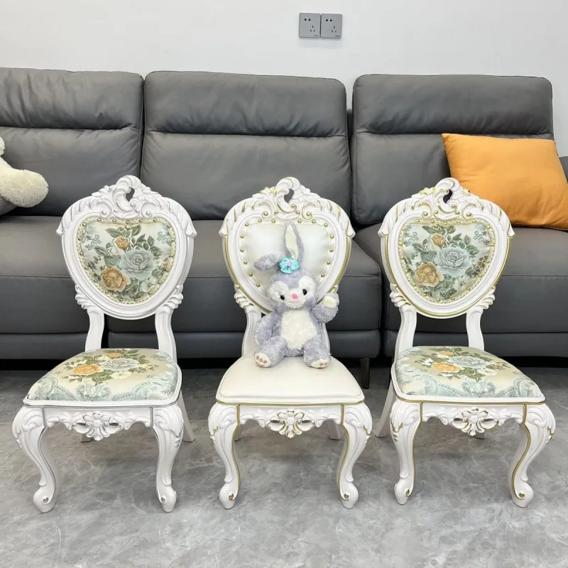 

European Chair Simple Home American Durable Small Makeup Chair Backrest Learning Children's Chair White Internet Celebrity Style