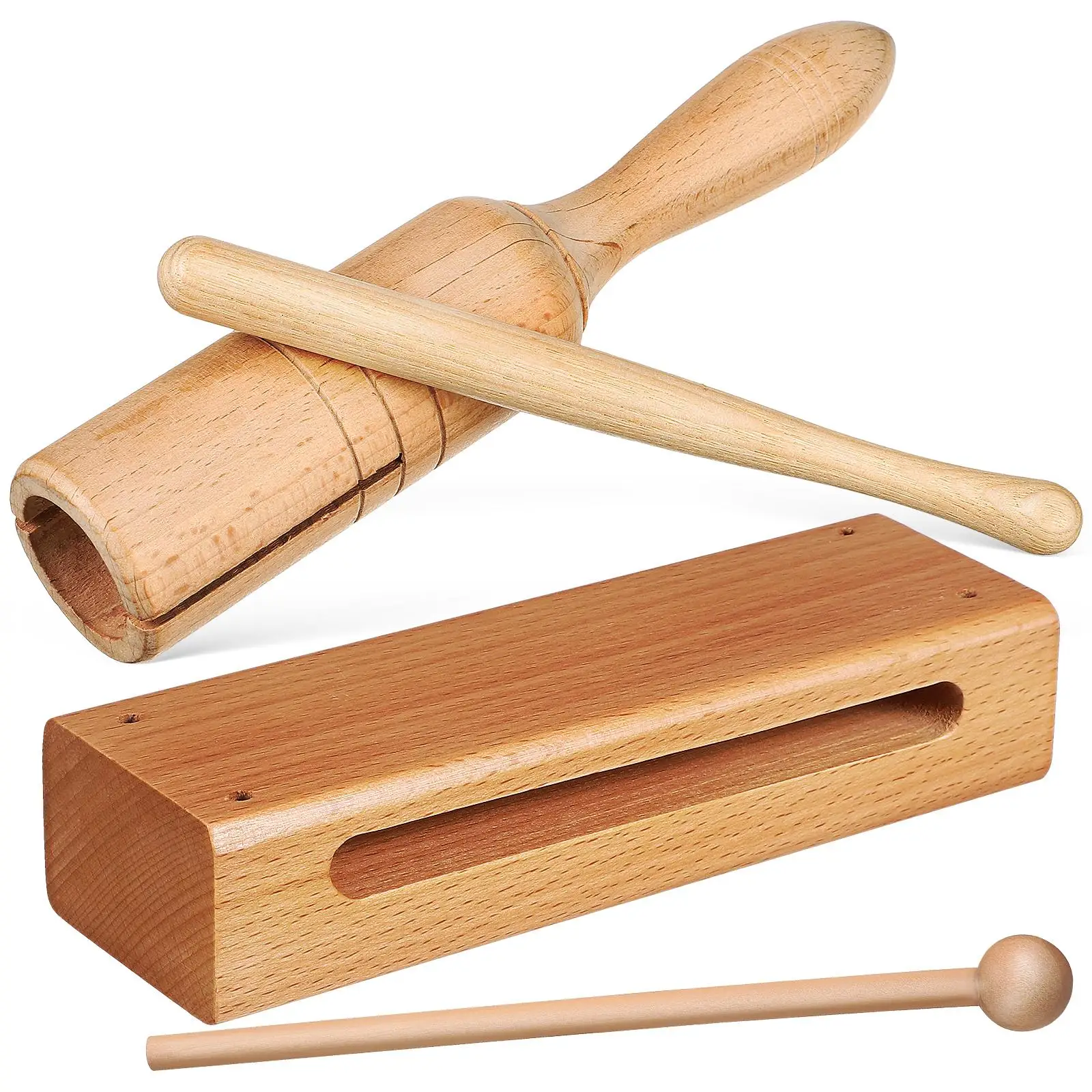 

Wood Percussion Instrument Set Handheld Blocks Rhythm Toys 2 Sets Safe Kids Family Party Wooden Accessories Single Tone