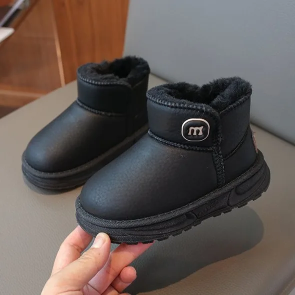 الفتيات أحذية الثلوج الشتاء سميكة صوف مبطن الانزلاق على الأحذية القطنية الدافئة للأطفال والأطفال الصغار العلامة التجارية الصينية الأسهم