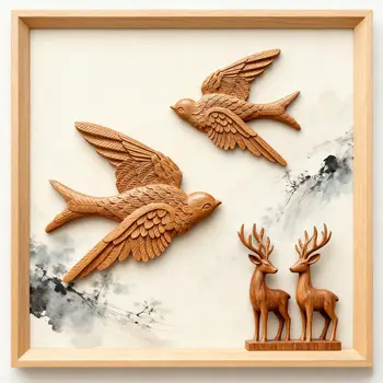 木雕天使十字架家居裝飾品 木製家具貼花 小雕像家居設計裝飾貼花 花卉雕像 8 最佳銷售 天使裝飾 - №7