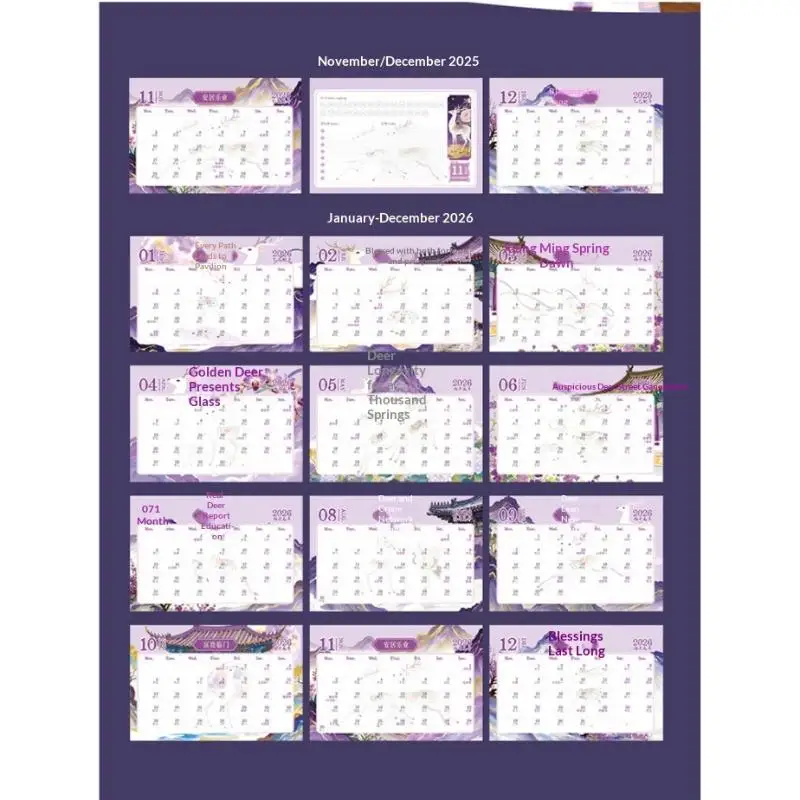 Nouveau calendrier de bureau 2026 rétro chinois grand calendrier de bureau liste de choses à faire annuelle calendrier quotidien mensuel planificateur gestion du temps