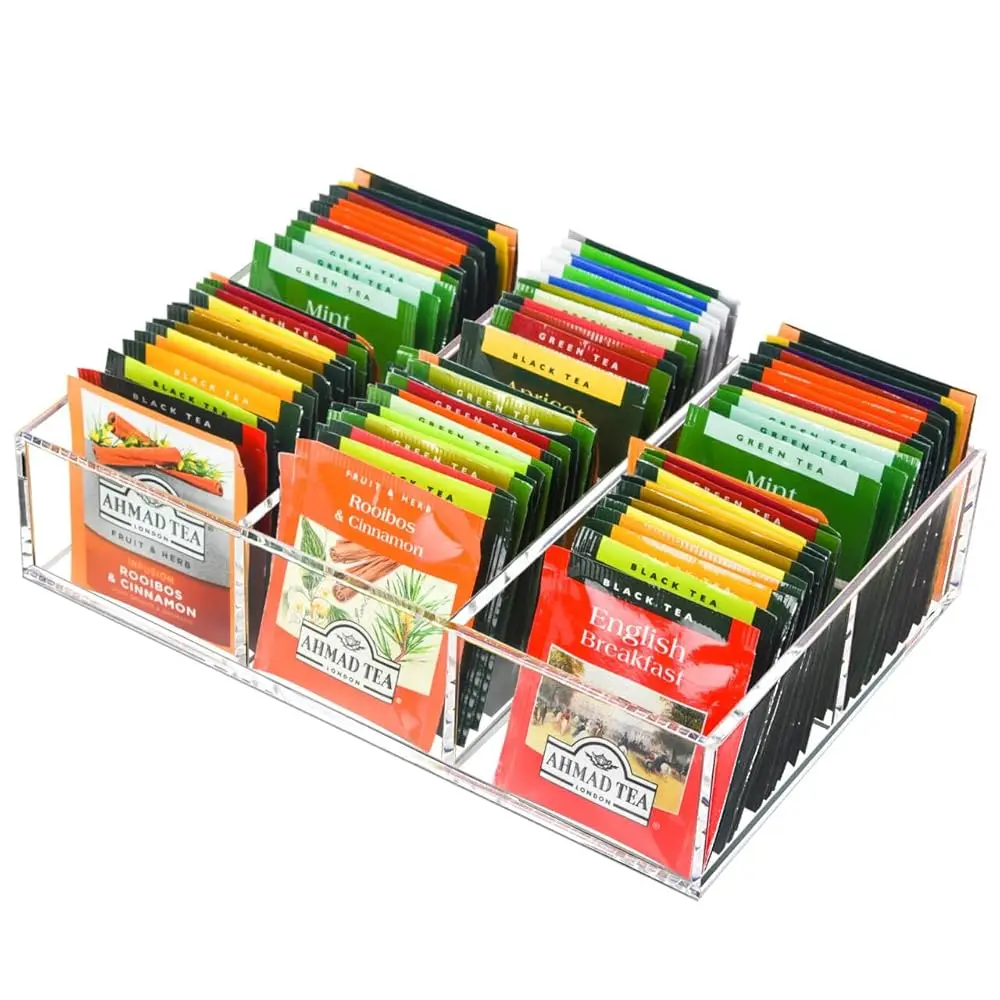 

Tea Bag Organizer, Clear Acrylic Tea Bag Holder With 6 Slot, Tea Packet Storage For Drawer, Pantry, Kitchen, Cabinet,
