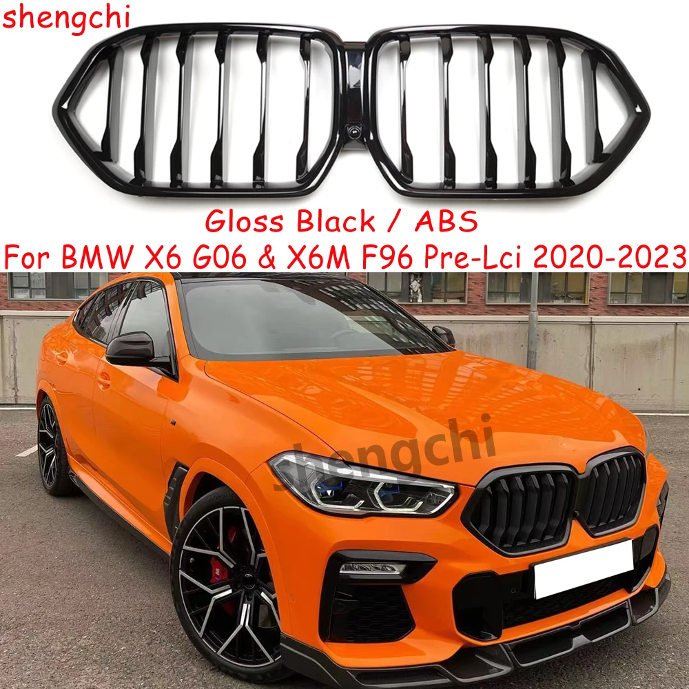 

X6 G06 ABS глянцевая черная решетка переднего бампера для BMW X6 G06 X6M F96 Pre-Lci Racing Сменные решетки Автомобильные аксессуары 2020-2023
