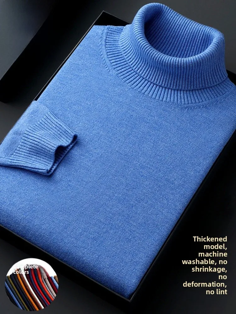 

Мужской утепленный вязаный шерстяной свитер Pierre Cardin с высоким воротником, модный, стильный, зимний, теплый, из смесовой шерсти, базовый слой, топ