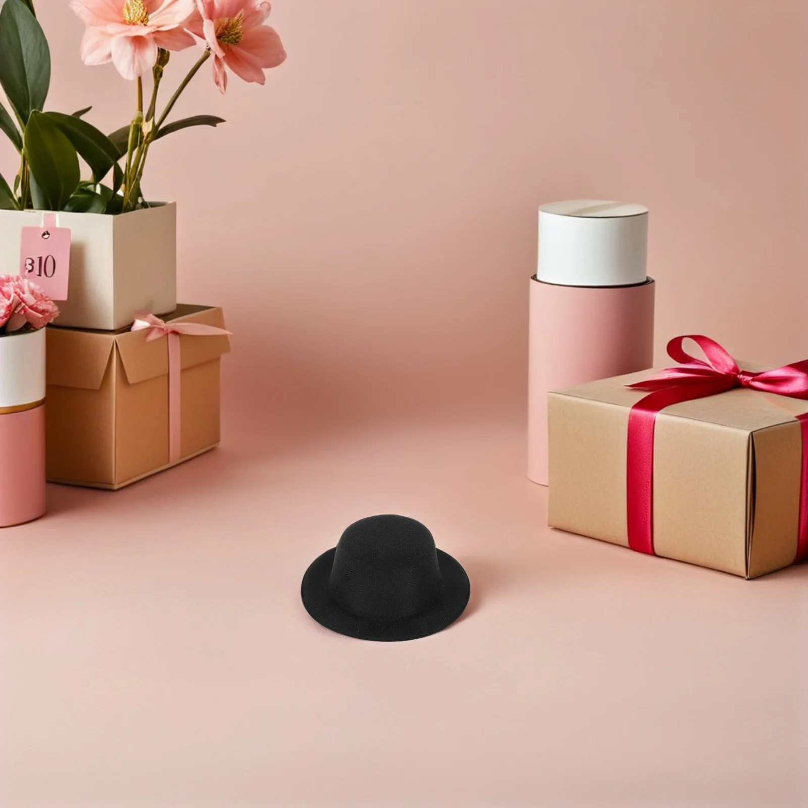 20Pcs Mini Top Hat Classic Black Felt Hats for Crafts Snowman Bear Accessories Christmas Party Ornaments 4.5cm