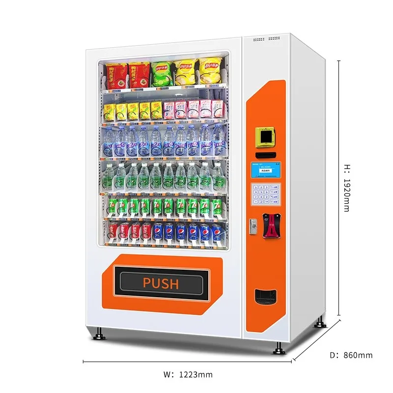 Touch Screen Snacks Vending Machine With Card Reader Bill And Coin Vending Machine Combo Drinks