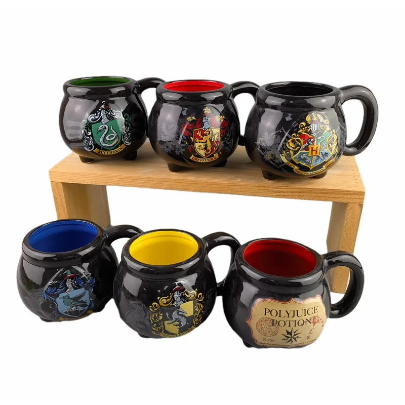 Harris Potter Glasses Mug Anime Periphery Magic Castle Mug Hogwarts Badge Shape Mug Gryffindor Creative Cartoon Mug Couple Gifts