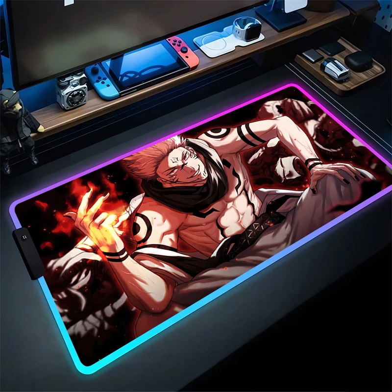 RGB Mouse Pad Non-Slip Rubber Edge locking mousepads Game play mats notebook computer J-Jujutsu K-Kaisens I-Itadori Yujis Decor