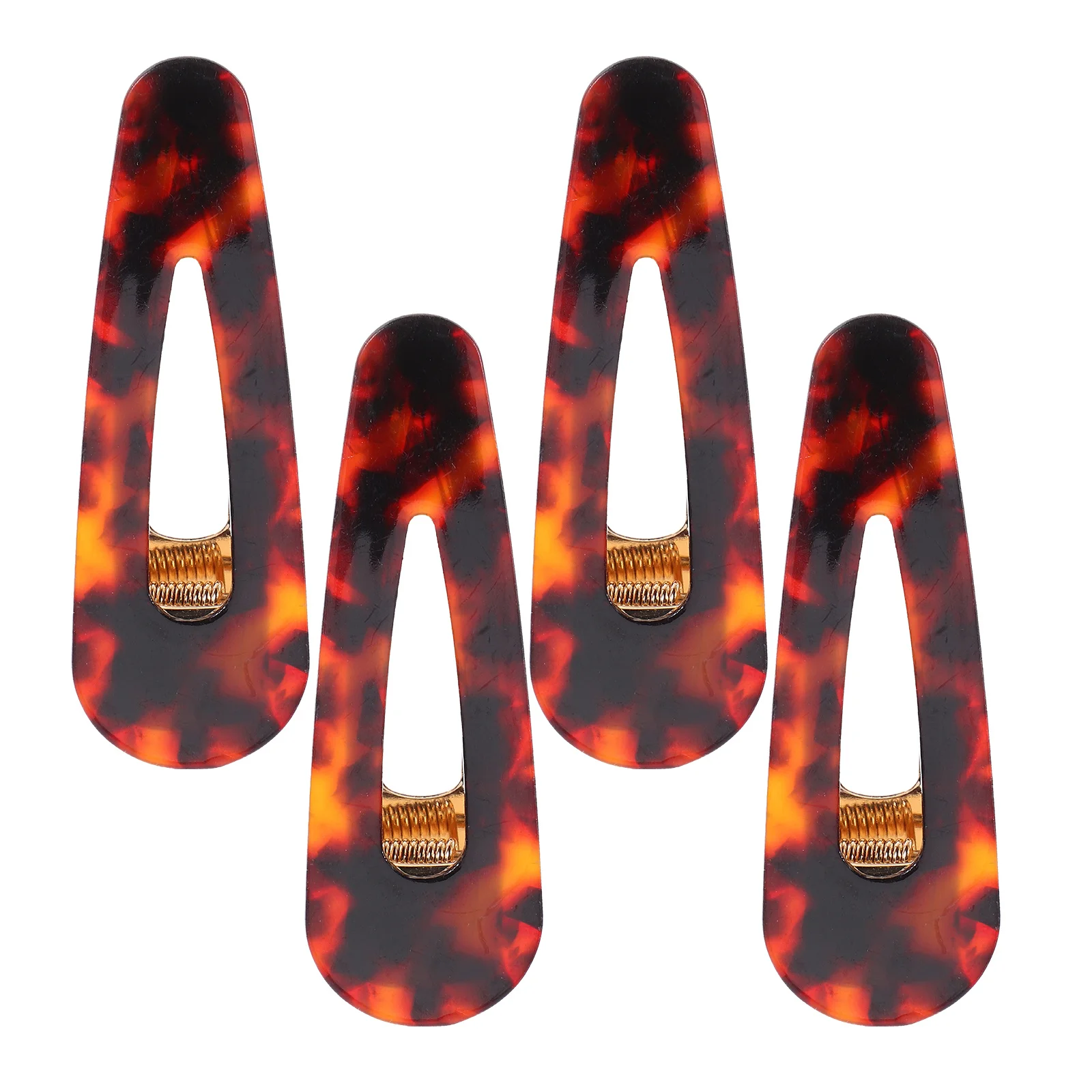 

4 pcs Retro Hair Clips Water Tortoiseshell Barrettes For Women Amber Hairpin Stylish Plastic Hair Accessory