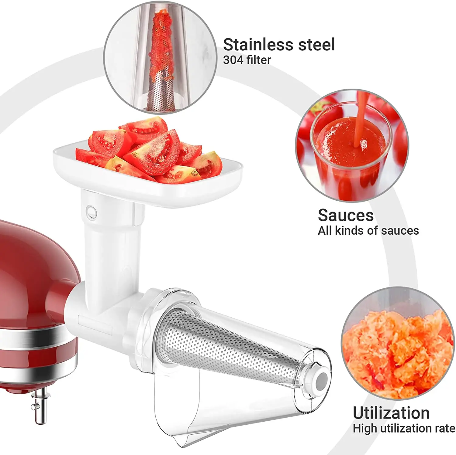 Fruit and Vegetable Attachment Strainer Set with Meat Grinder for Kitchenaid For Kitchenaid Mixer Attachments Dishwasher Safe