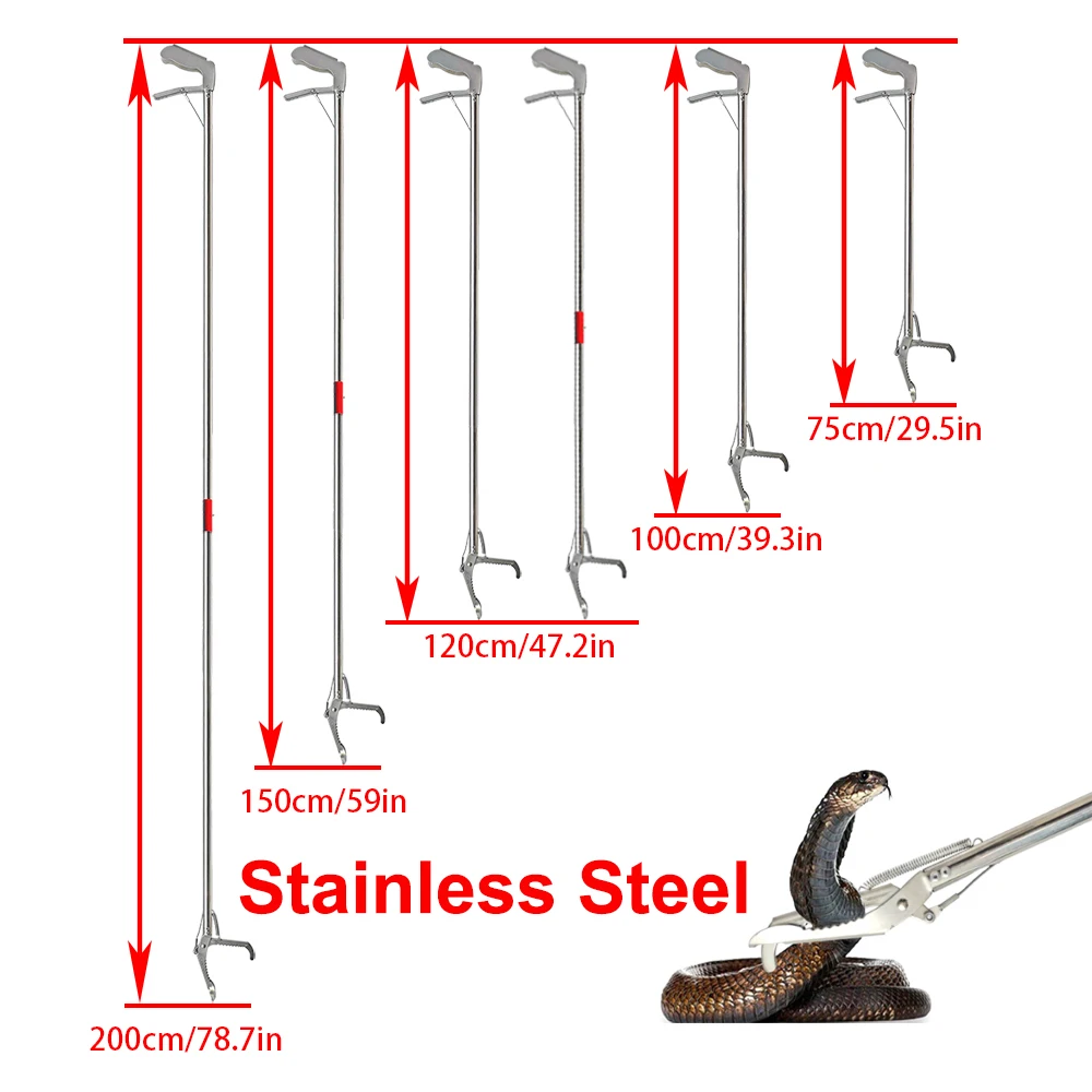 Folding Snake Trap with Buckle Stainless Steel Snake Catcher Stick Tong Tarp