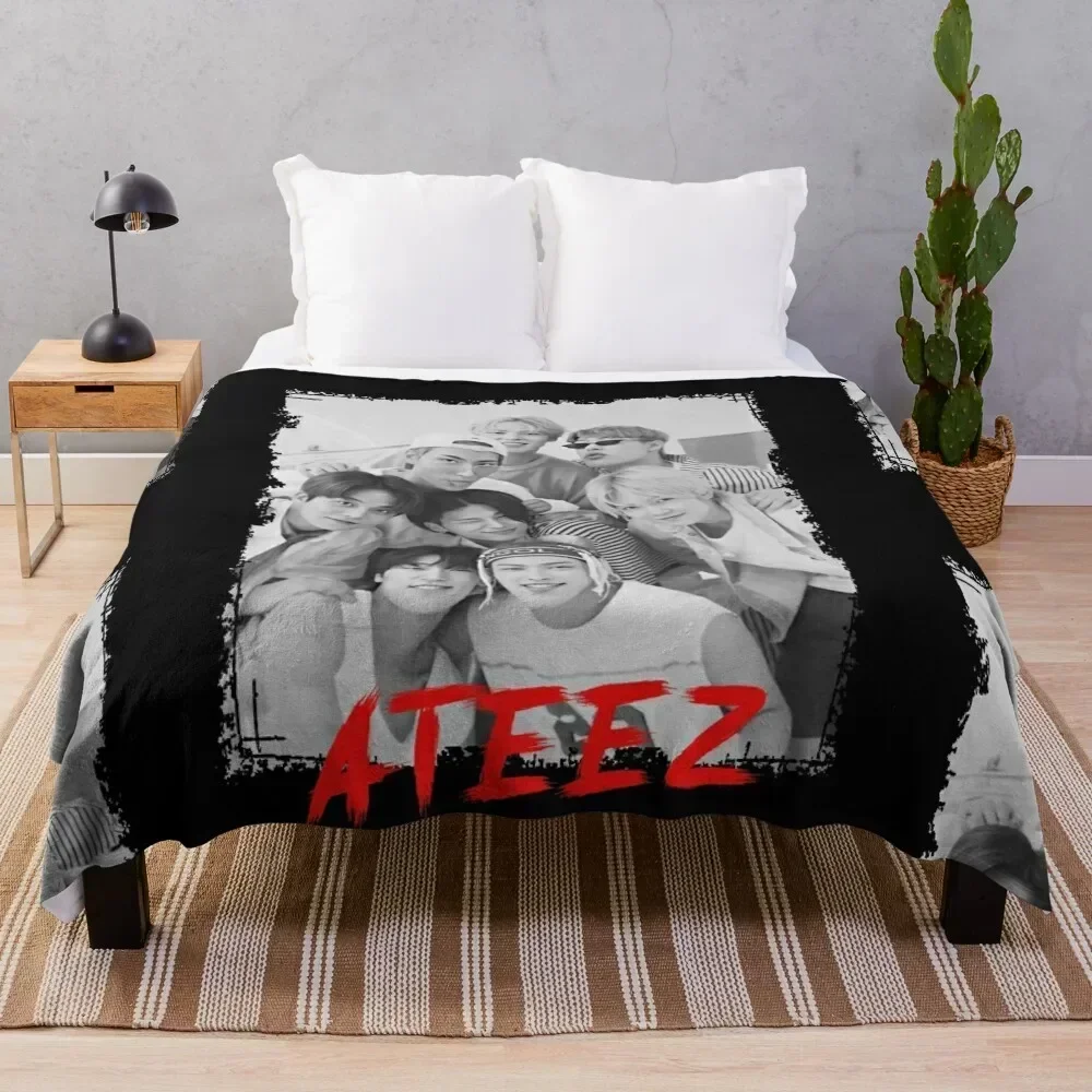 

ATEEZ Kpop Group Members Black and White Kpop RGB Color Design Throw Blanket Luxury Designer valentine gift ideas Blankets