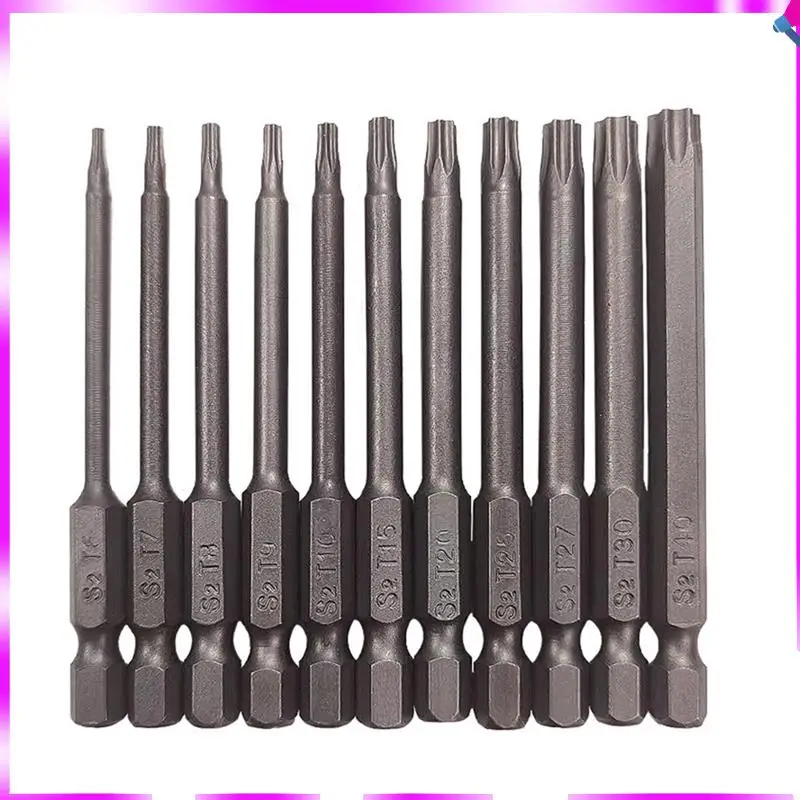 N96R For 1/4" Hex Shank 75Mm Length Steel Star 6 Point Screw Driver Kit Tool Screwdriver Bit