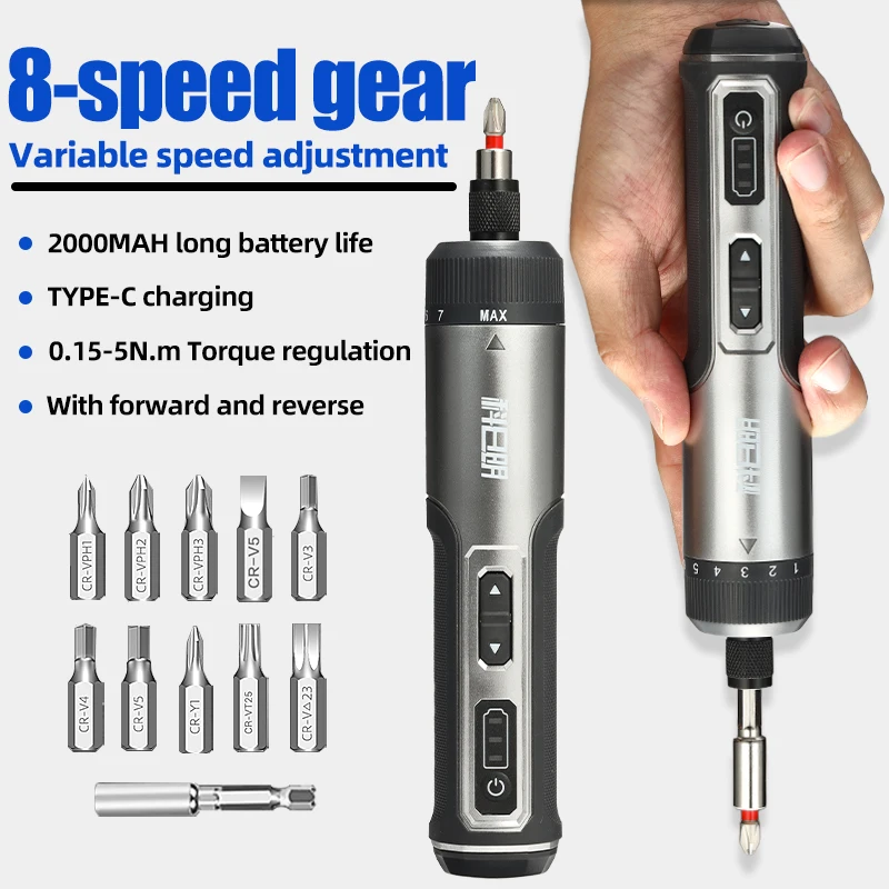 

4V Mini Electrical Screwdriver Set Smart Cordless Electric Screw Driver USB Rechargeable 8-speed gear adjustment Power Tools