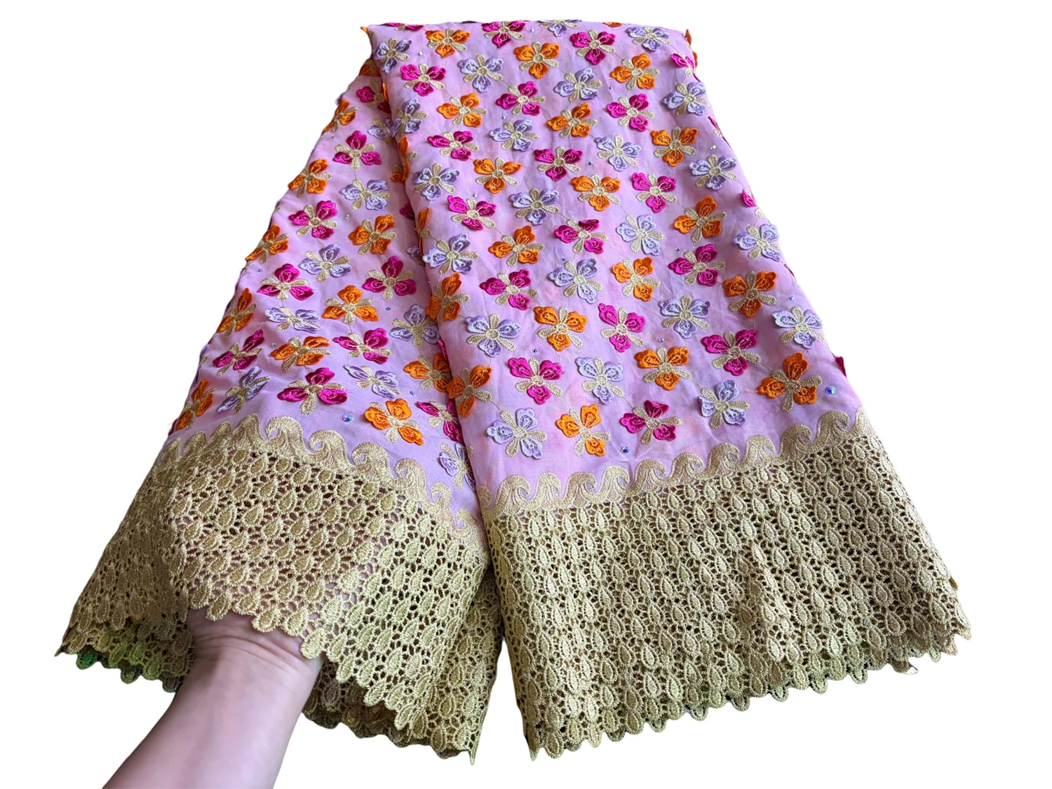 

Swiss Voile Lace In Switzerland With 3D Flower Applique Stones 2025 Super Quality Water Soluble Lace Fabric For Wedding Dresses