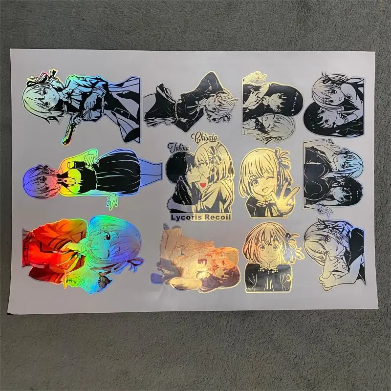 Nishikigi Chisato Inoue Takina лазерная аниме наклейка Lycoris Recoil автомобильный телефон виниловый декор украшение дома
