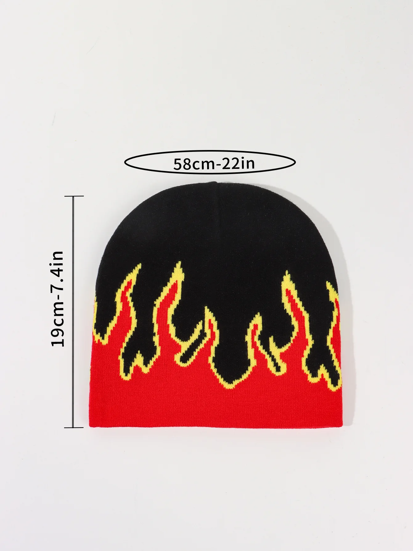 Fashion Acrylic All Over Flame Pattern Beanie Caps Custom Winter Knitted Hat Printed Jacquard Beanies