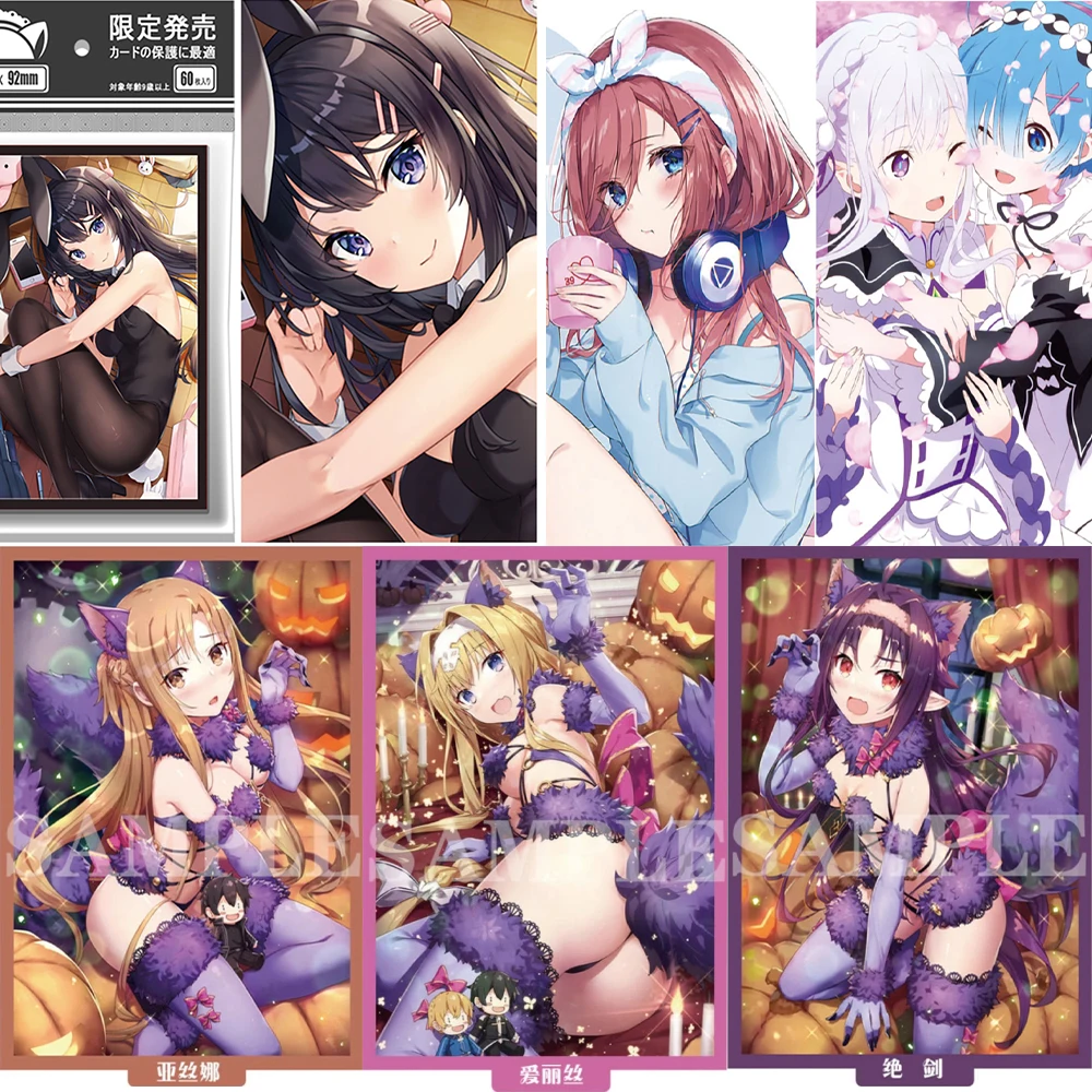 

60 шт., аниме, квинтэссенция квинтуплетов, рукава для карт Sakurajima Mai Rem Emilia, защитная крышка для карт PTCG, 67X92 мм, праздничный подарок