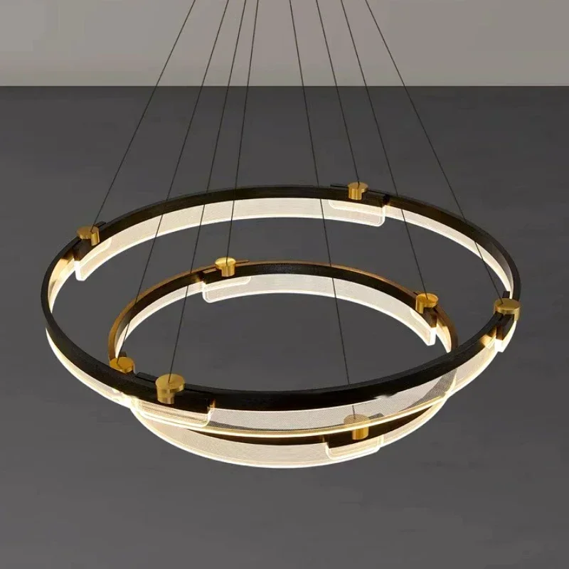 

Home Decor Modern Minimalist Salon Pendant Light Lustre Circular Acrylic Led Lamp Nordic Bedroom Living Room Dining Chandeliers