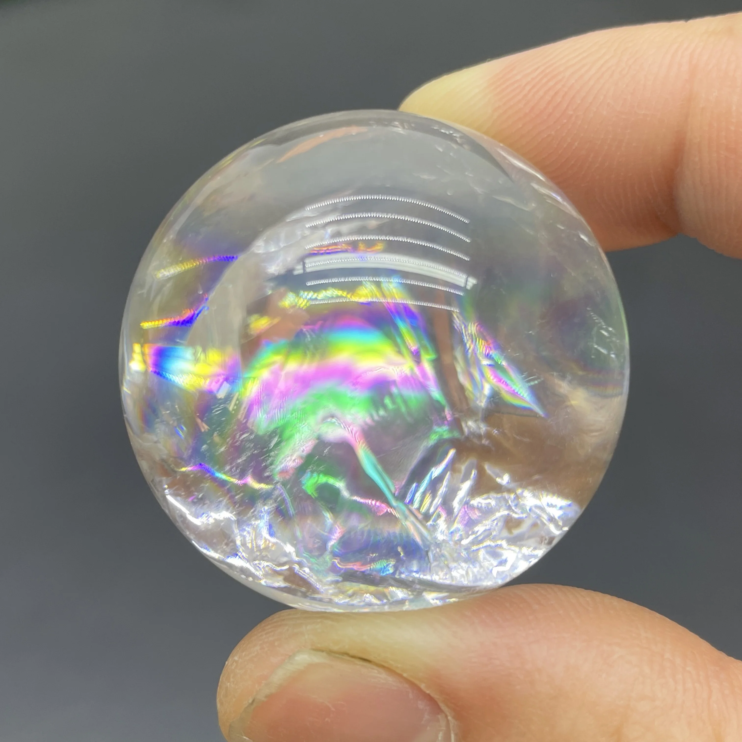 Natural Clear Quartz Rainbow Sphere Polished White Crystal Ball Gemstone Chakra Reiki Healing Stone Home Decor S1-35