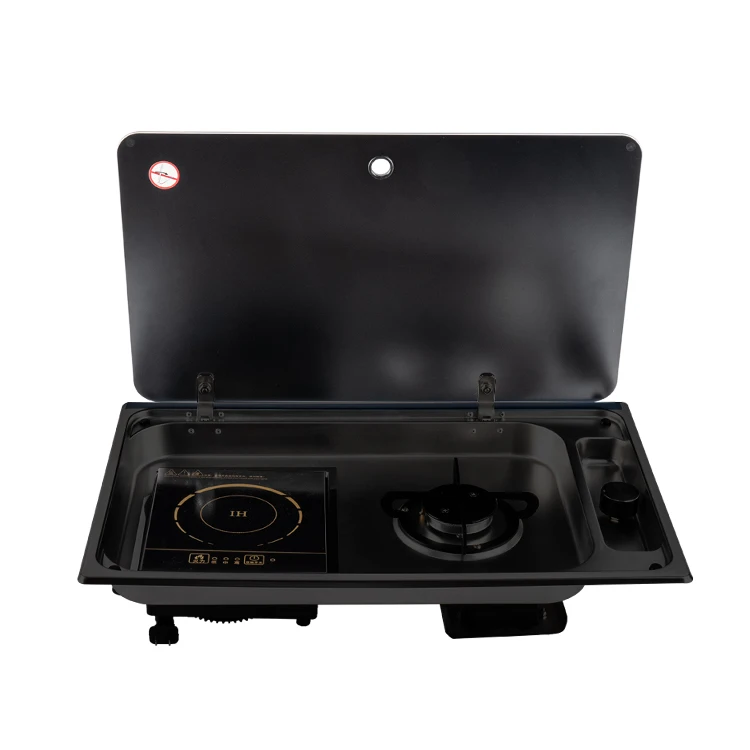 

JDA Black Nanotechnology Coating Built-in RV Gas Burner And Induction Cooktop Cooker Combine For Camper Van RV Caravan Motorhome