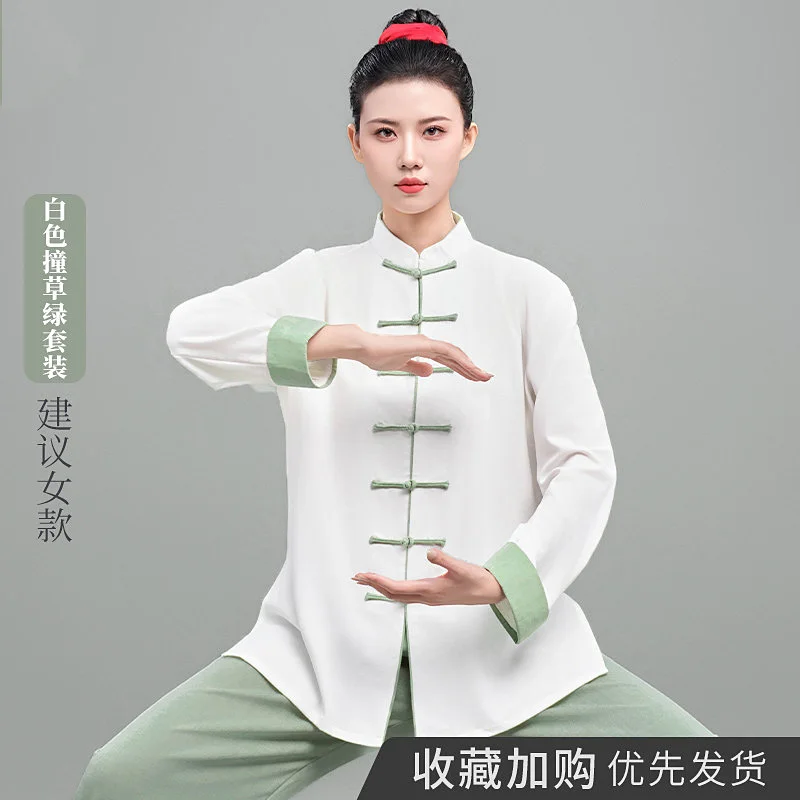 Women Men Tai Chi Suit Spring Autumn New Arrival Premium Quality Three-Color Hemp Fabric Performance & Training Uniform for Badu