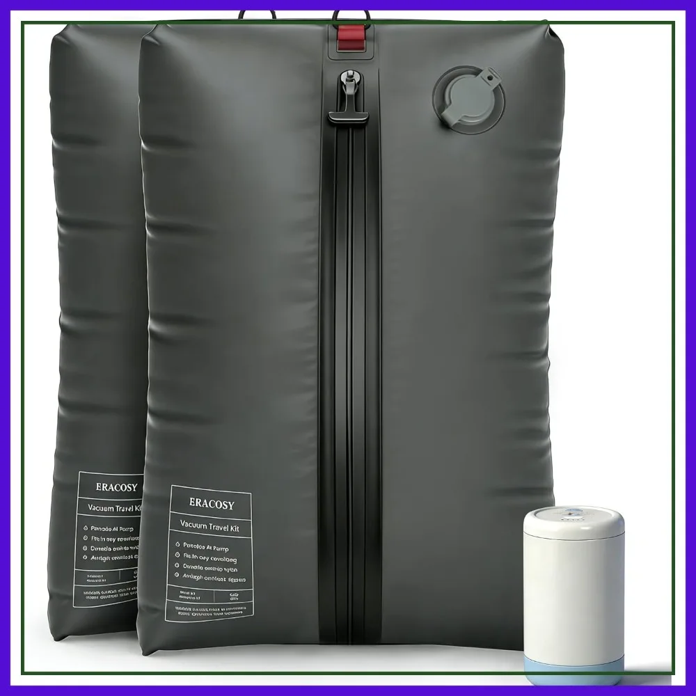 

Compression Bags with Pump, 2-Pack Reusable Nylon Vacuum Storage for Travel