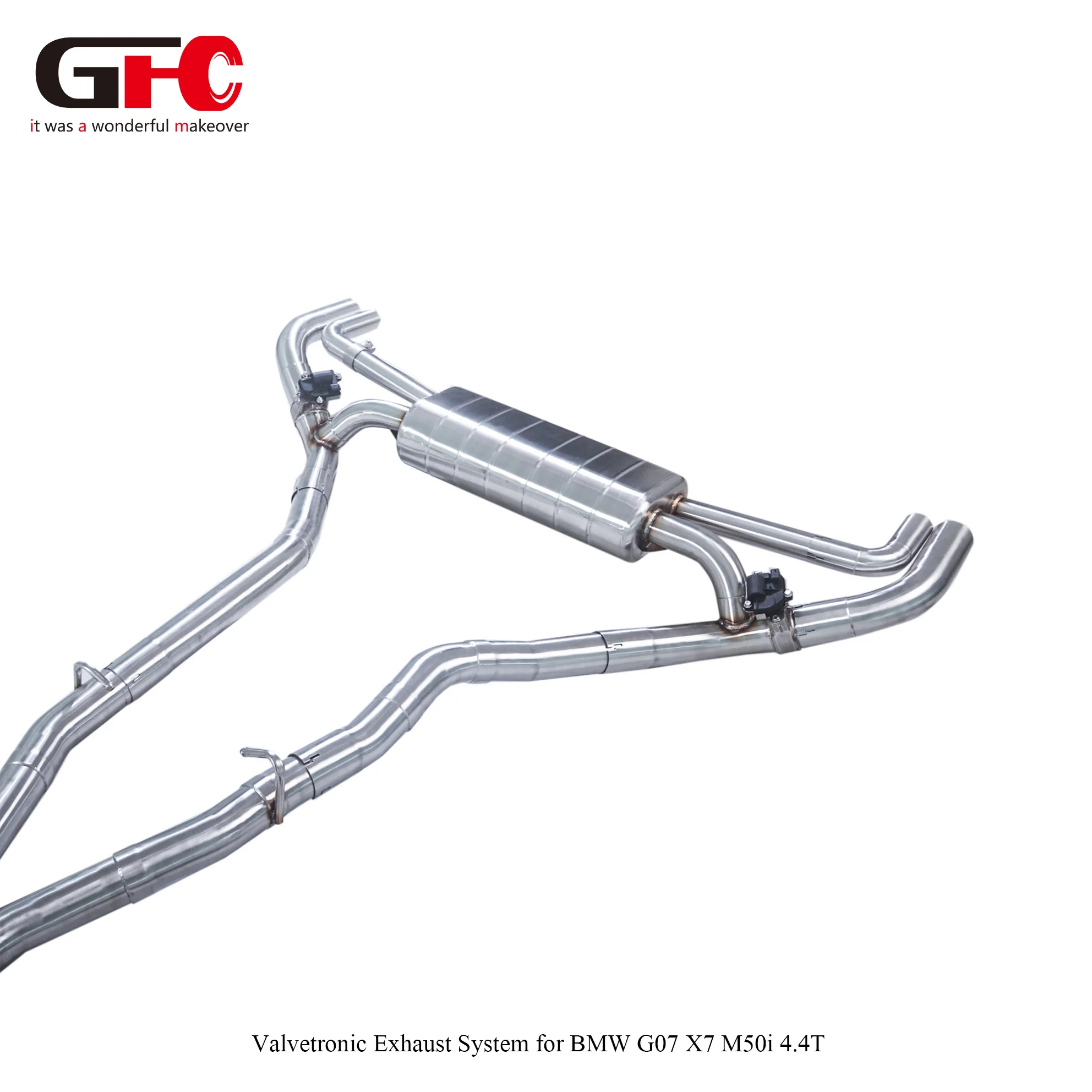 GFC Valved Catback Exhaust System for BMW X7 M50i G07 4.4T 2021, Single Muffler Dual Valves Y-Split Quad Outlet