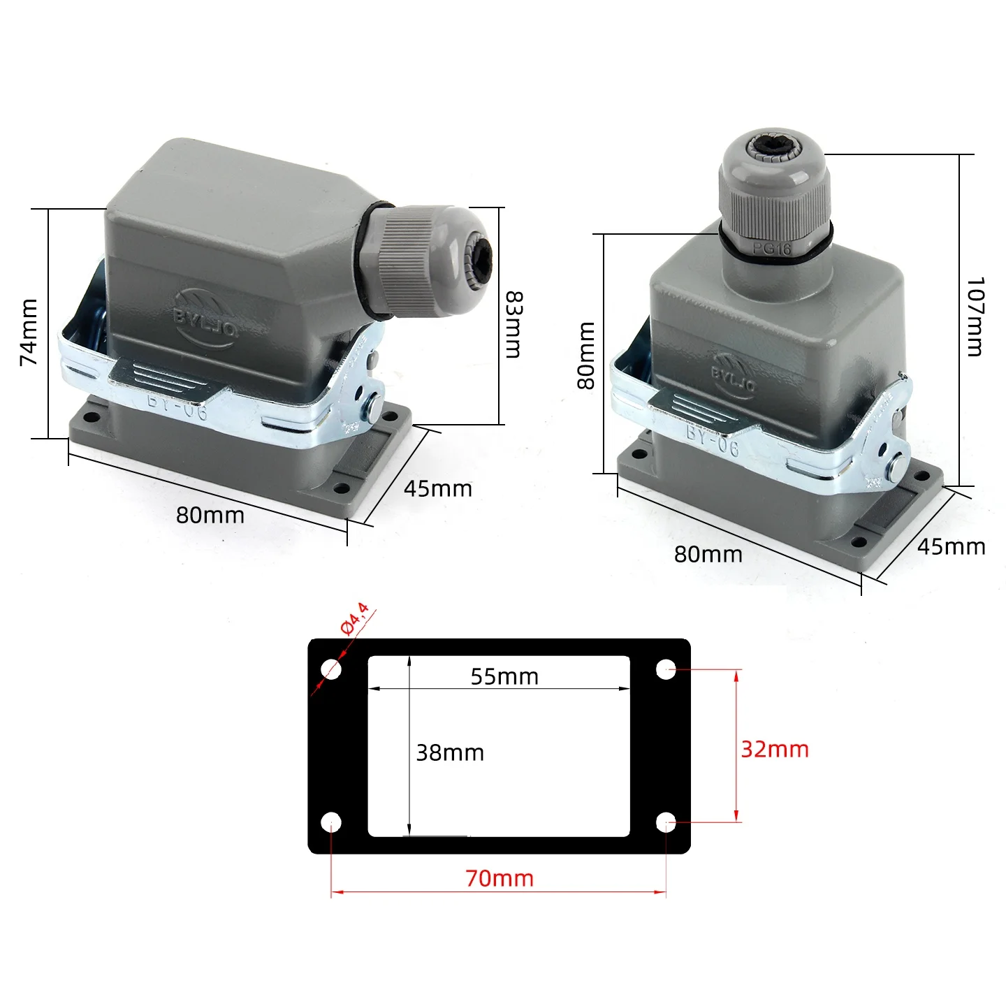 Reliable Heavy  Electrical Connector Plug Socket Aluminum Housing IP65 500V 16A Multi-Pin Brass Contact PCB