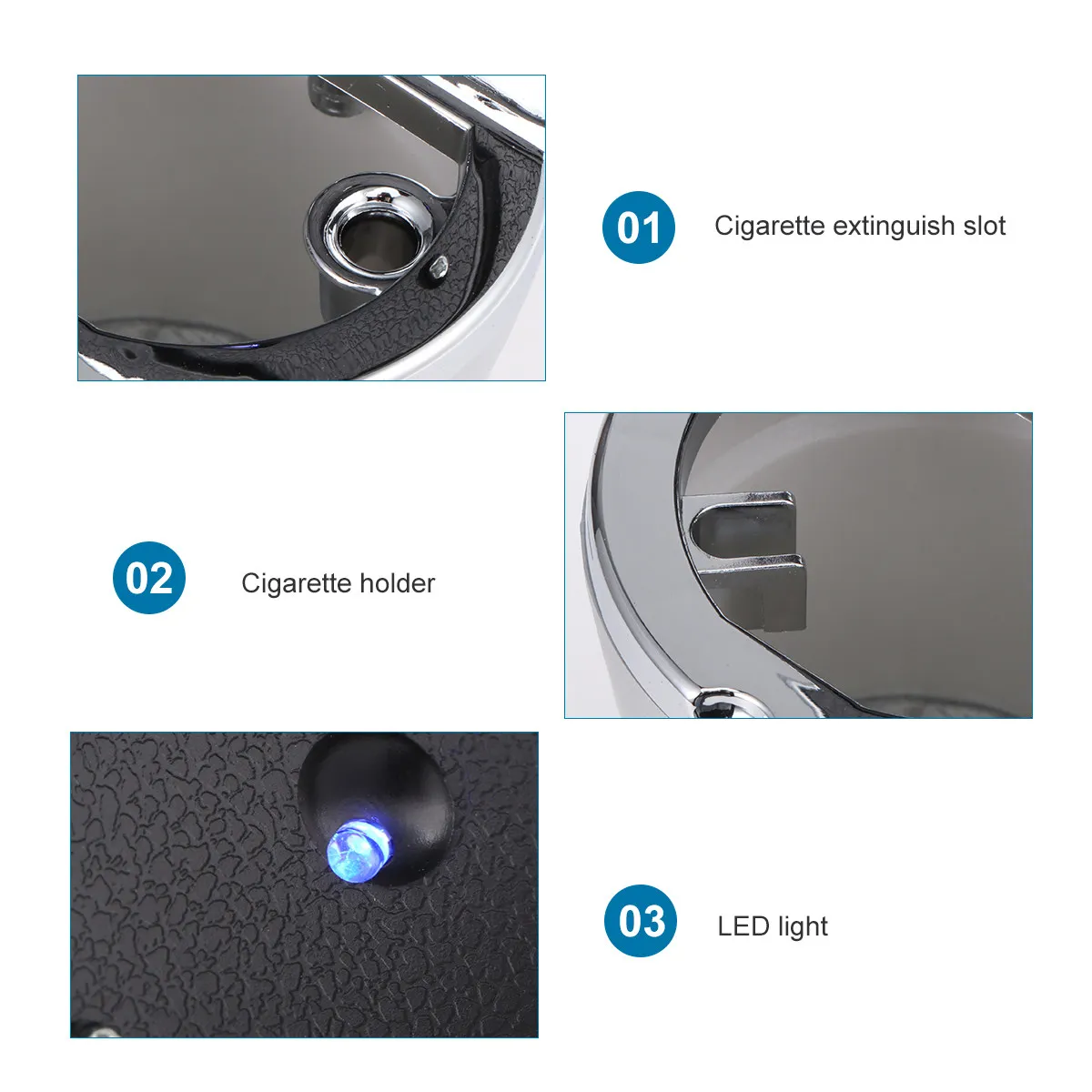 

Светодиодная автомобильная пепельница-подстаканник цилиндрической формы, 9 см, серебристая, огнестойкая, из пластика и сплава, для автомобиля, дома, офиса, с LED-подсветкой