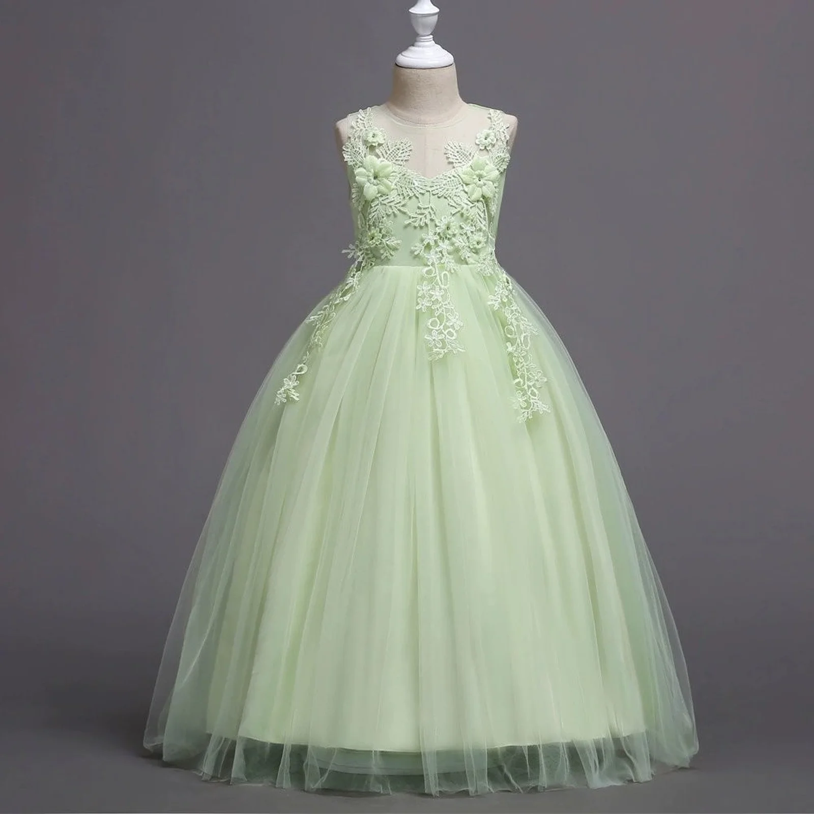 

Kids Dresses For Girls Lace Dress Gown Princess Clothes Children Formal Evening Party Flower Girls Wedding Vestidois