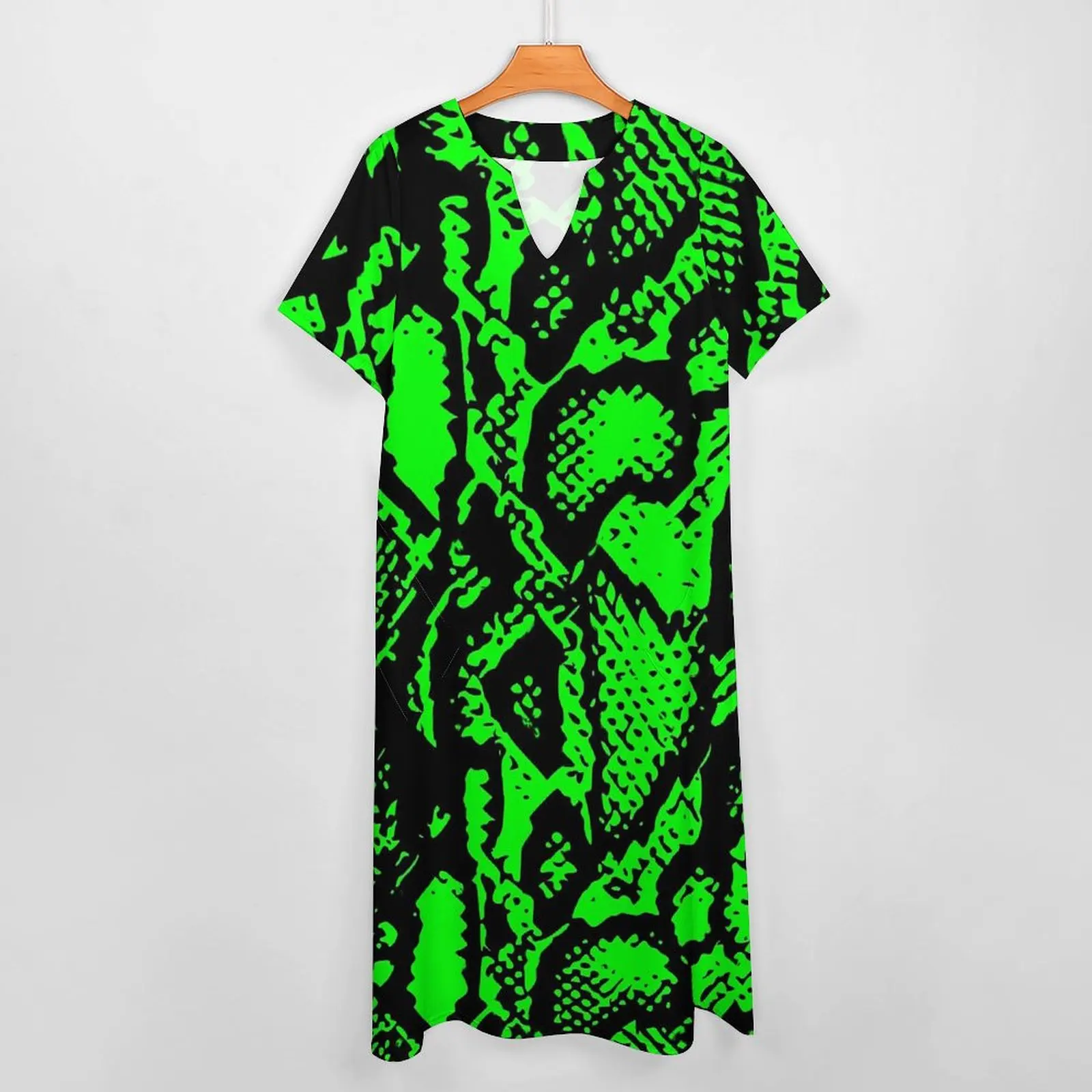 Snakeskin Dress Spring Green and Black Python Street Fashion Boho Beach Long Dresses Womens Elegant Maxi Dress Big Size 5XL