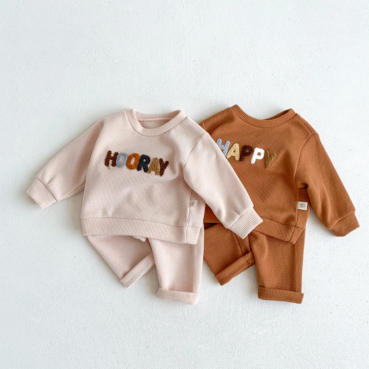 Winter Baby 2pcs Set Happy Hooray Print Tops Long Sleeve Cute  +1 Pants Sport Clothes Fashion Boy Girl Outfit