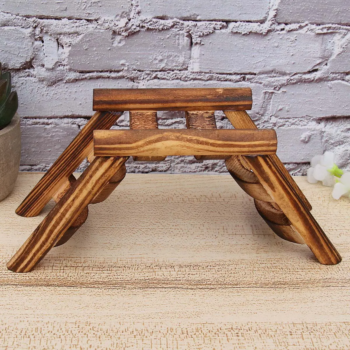 Sturdy Wooden Pet Bridge for Hamster Mouse Rat Gerbil Parrot Fun Climbing Ladder Design Easy Clean Odor Resistant Small Animal