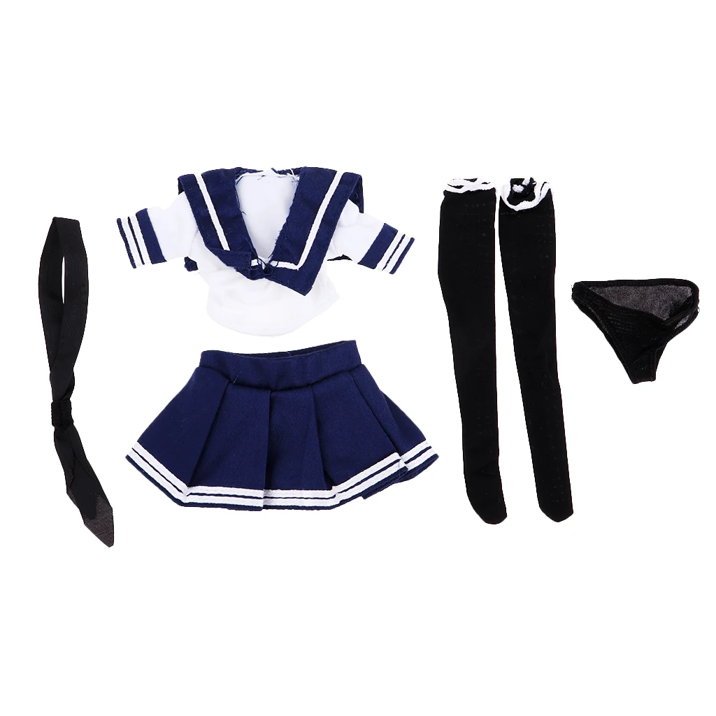 

1/6 Scale Blue White JK Uniform Outfits for 12" Female Action Figures