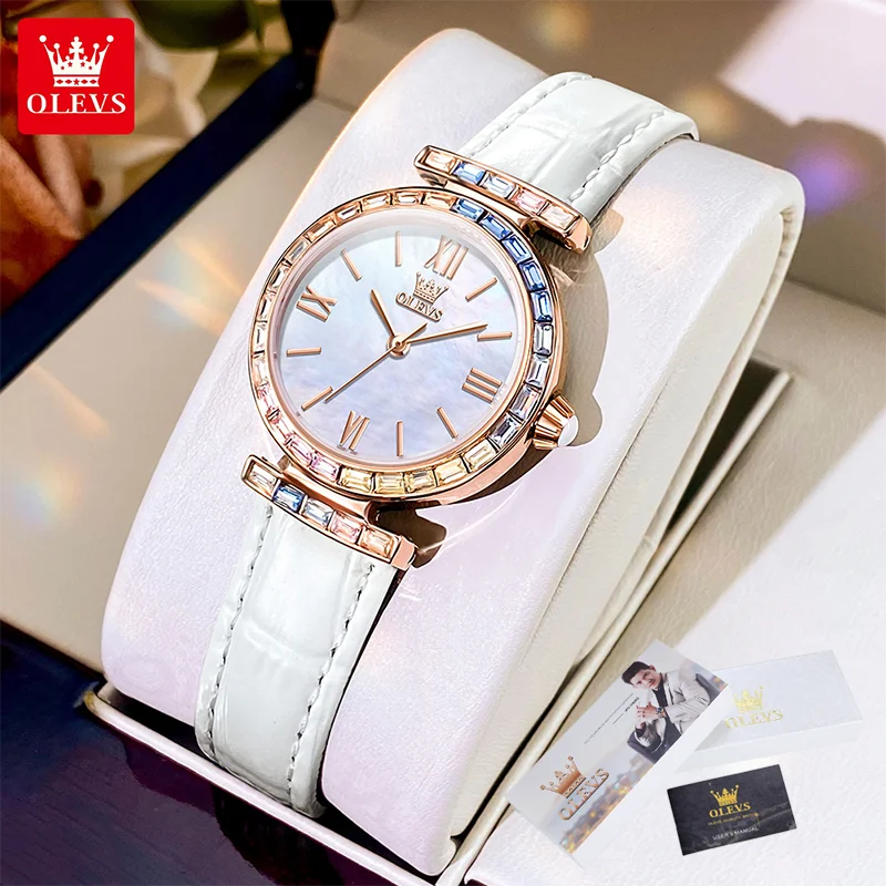 OLEVS 9007 Women's Watch Luxury Brand Colorful Diamond Pearl Beimu Waterproof Watch Temperament Quartz Women Watch Set Gift Box