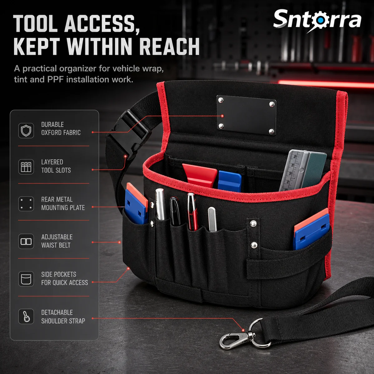 Multifunctional Tool Waist Bag Invisible Car Wrap Color Change Film Application Bag Oxford Cloth Auto Detailing Storage Pouch