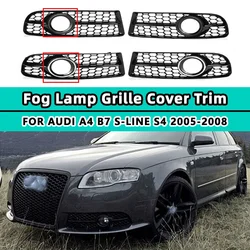 Pair Front Fog Light Grille Cover for Audi A4 B7 S-Line S4 2005-2008 Honeycomb Fog Lamp Grill 8E0807681F 8E0807682F ABS Body Kit