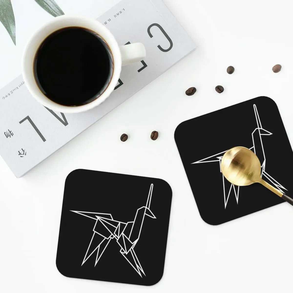 Origami Unicorn White Coaster Heat Resistant Mat Table Mats Dining Table Table Decoration & Accessories Napkins Mat Coffee Mat