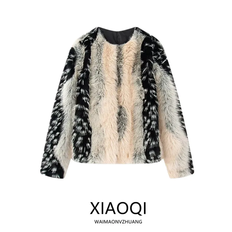 

Winter 2025 New Women's Design Sensation Artificial Fur Effect Jaet Coat Long Sve Regular Length Other Material 00%